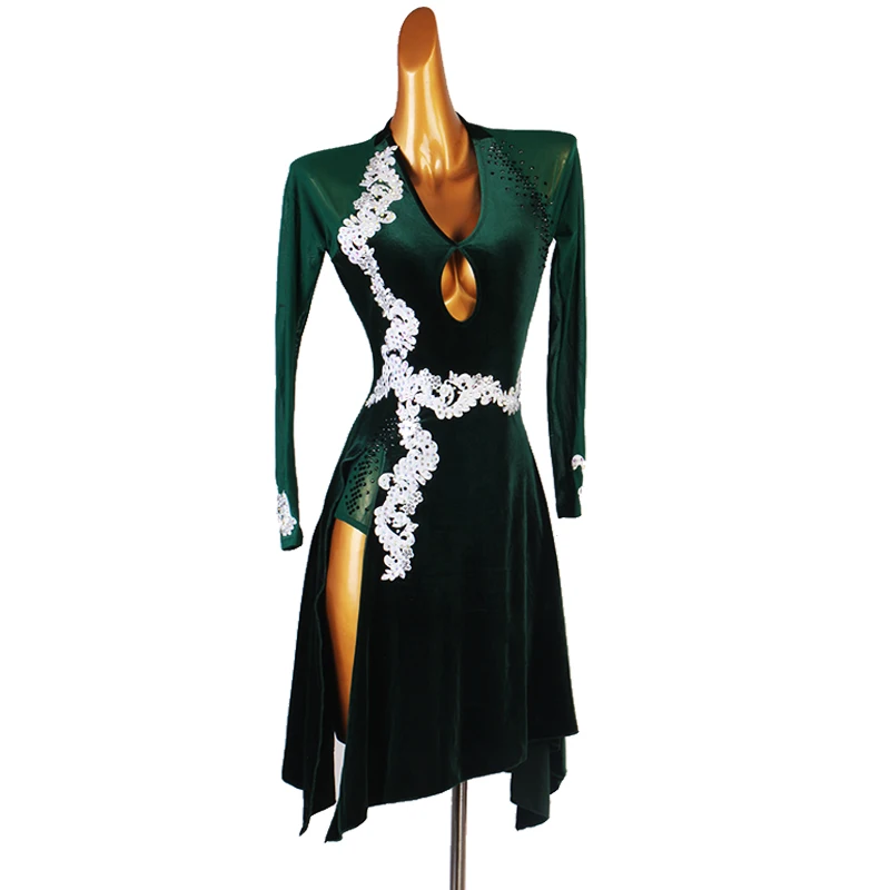 

New Latin Dance Dress Women Girls Black Long Sleeves Latin Dance Costumes For Women Diamond Latin Dresses For Girls Competition