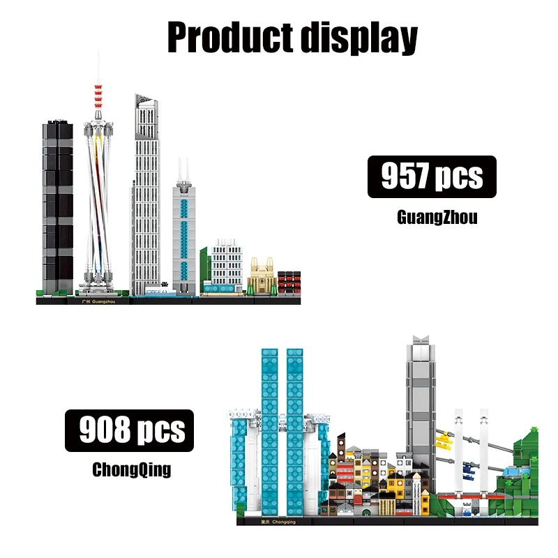 

City Creator Famous Architecture LED Light Guangzhou Landmark Street View Bricks Technical Skyline Building Block Toy For Kids