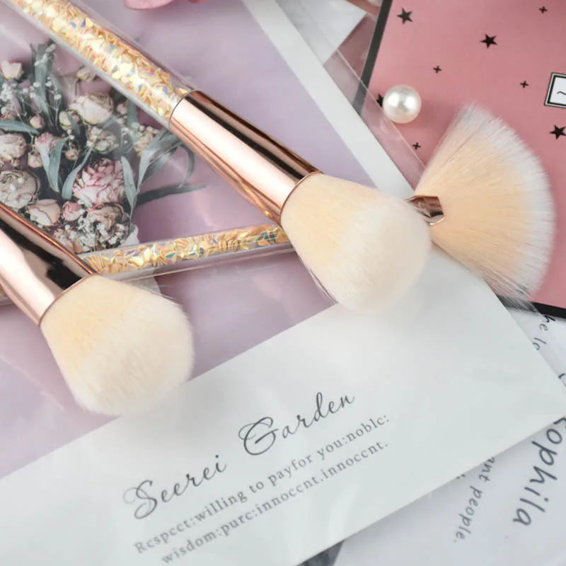 Горячие Продажа Новые 7 прозрачный кристалл ручка Наборы косметических кистей