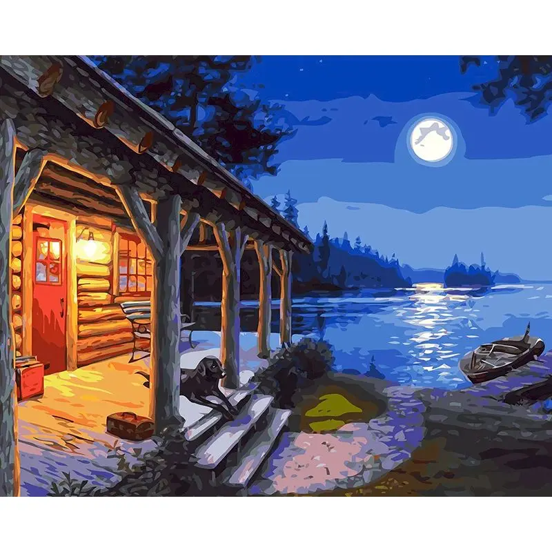 

Moon Oil Picture By Numbers Landscape Hourse Acrylic Paint Kits For Adults Coloring Drawing Painting By Numbers Home Decoration