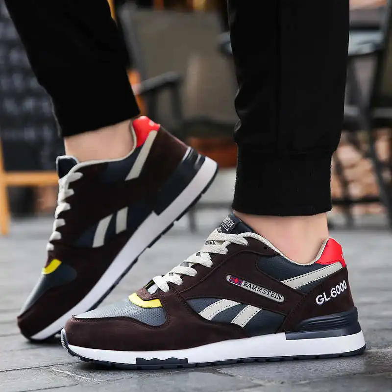 

Plus Size Sport Shoes Men Lace Up Leather Sneakers Male Autumn Thick Bottom Running Tennis Ultralight Men's Sports Shoes 107G