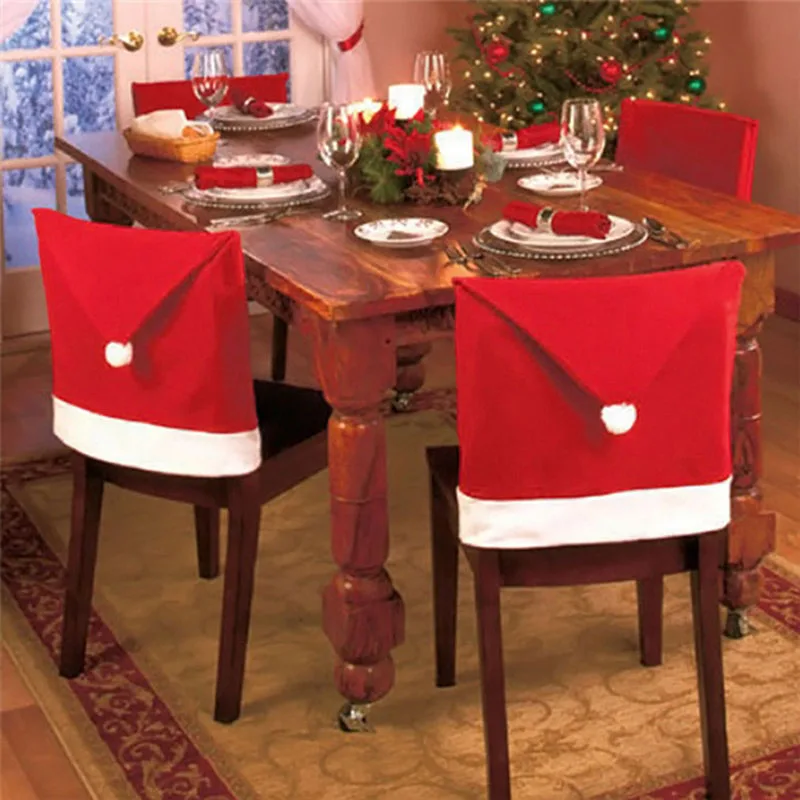 

6 Pcs Christmas Chair Cover Decoration Hat Christmas Decorations For Home Dinner Table New Year Xmas Party DIY Decorations