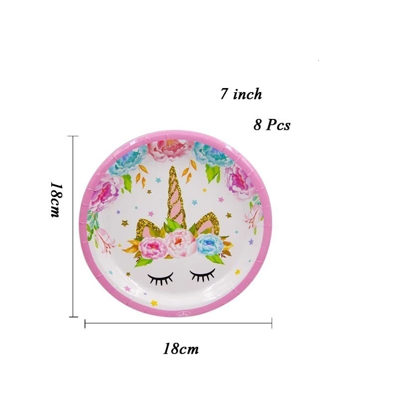 8 PCS Plates 7inch Микки Маус тема одноразовая посуда наборы бумажные тарелки и стаканы вечерние поставки вечерние баннер Свадебные/детский наряд в качестве подарка на день рождения бассейн вечерние украшения - Color: 8 PCS Plates 7inch