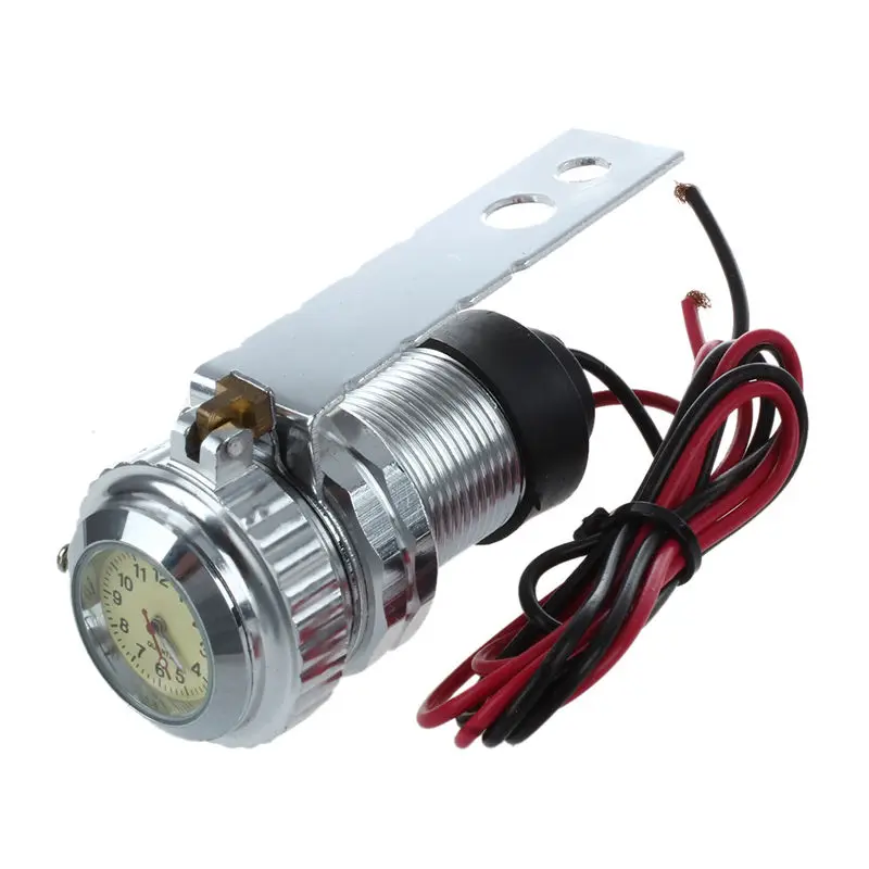 12V разъем USB зарядное устройство + часы Мотоцикл Скутер Водонепроницаемый