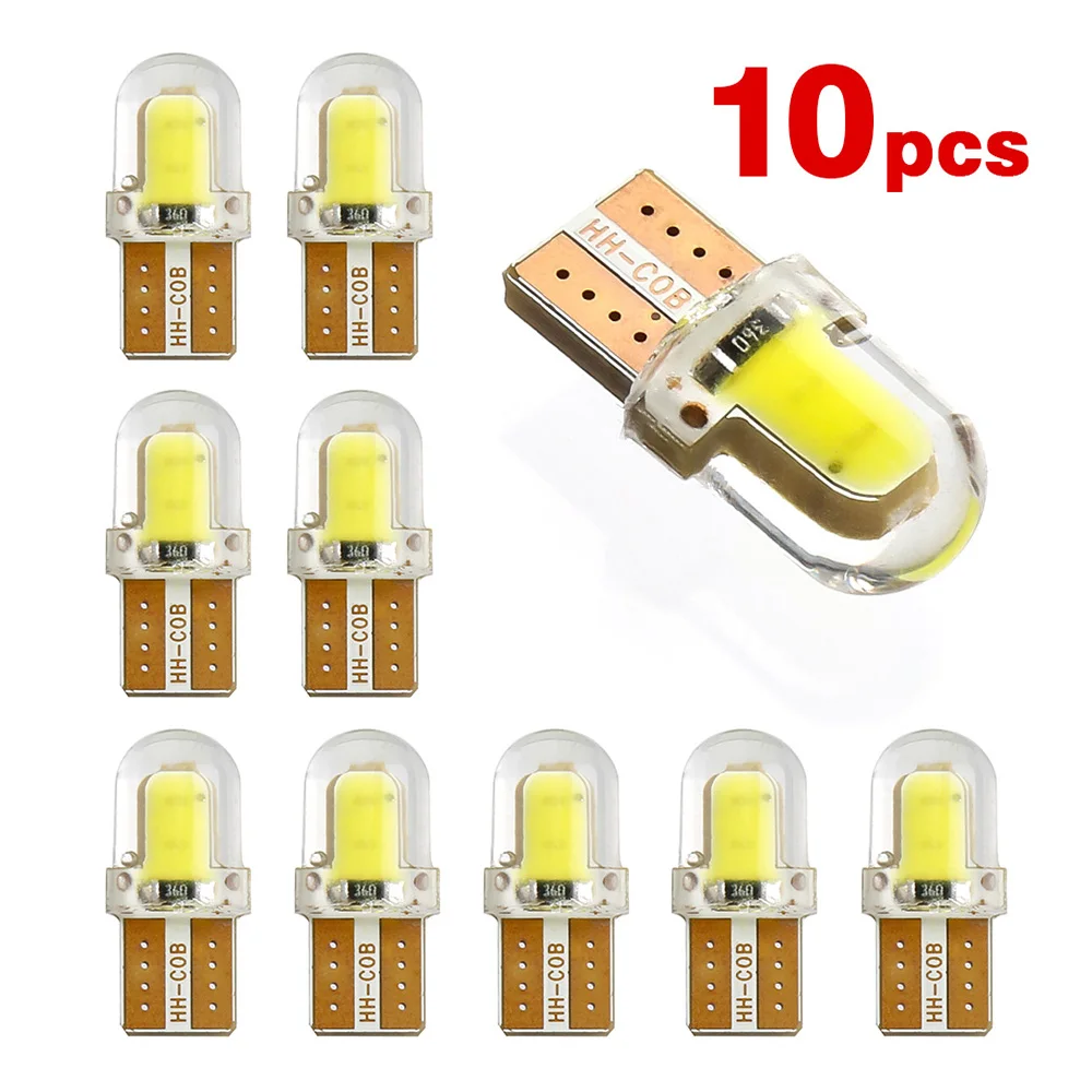 

10pcs LED W5W T10 194 168 W5W COB 8SMD Led Reading Parking Bulb Auto Wedge Clearance Lamp CANBUS Bright White Light Bulbs