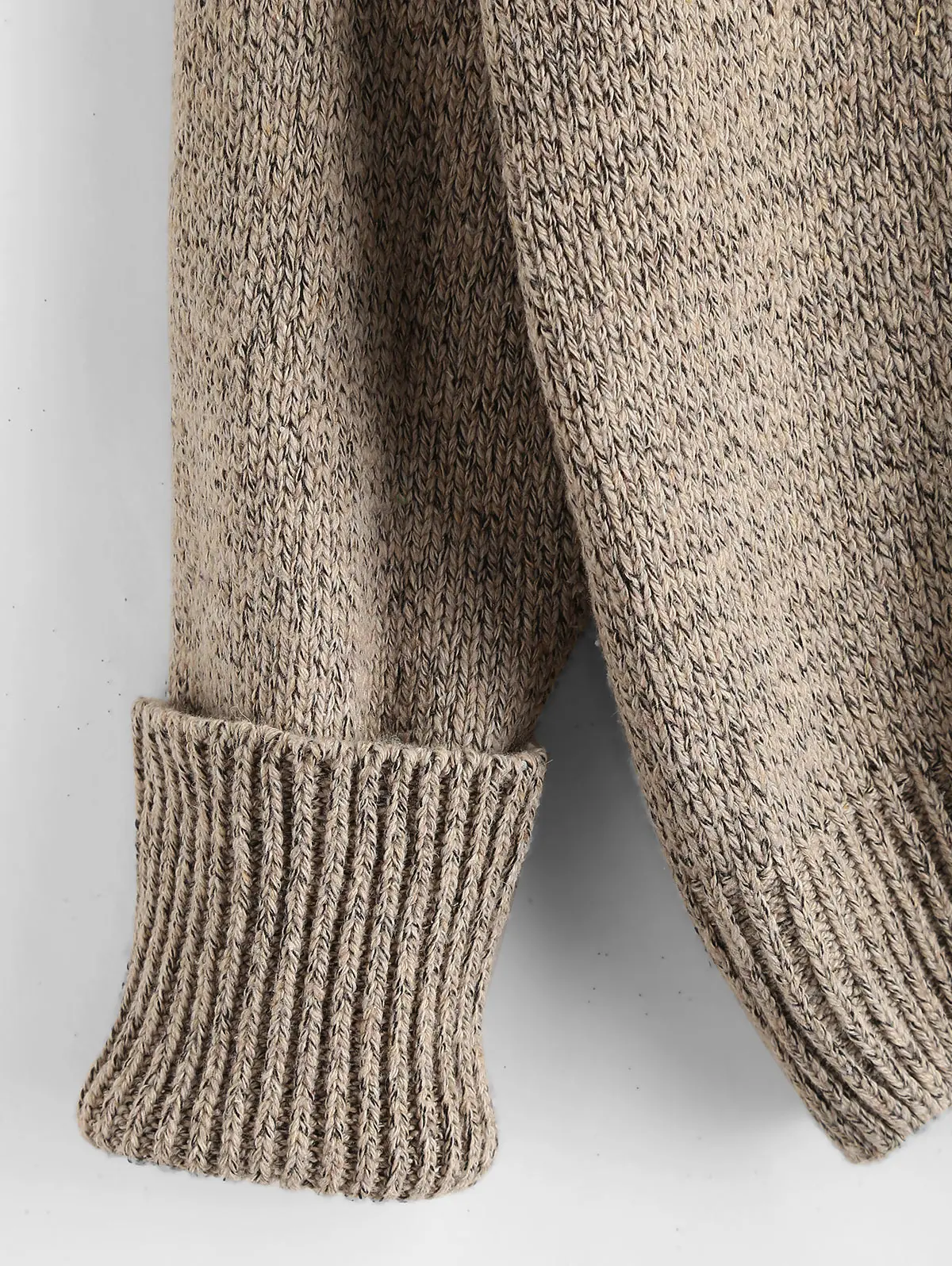 ZAFUL теплый меланжевый пуловер свитер с открытыми плечами круглый вырез длинный