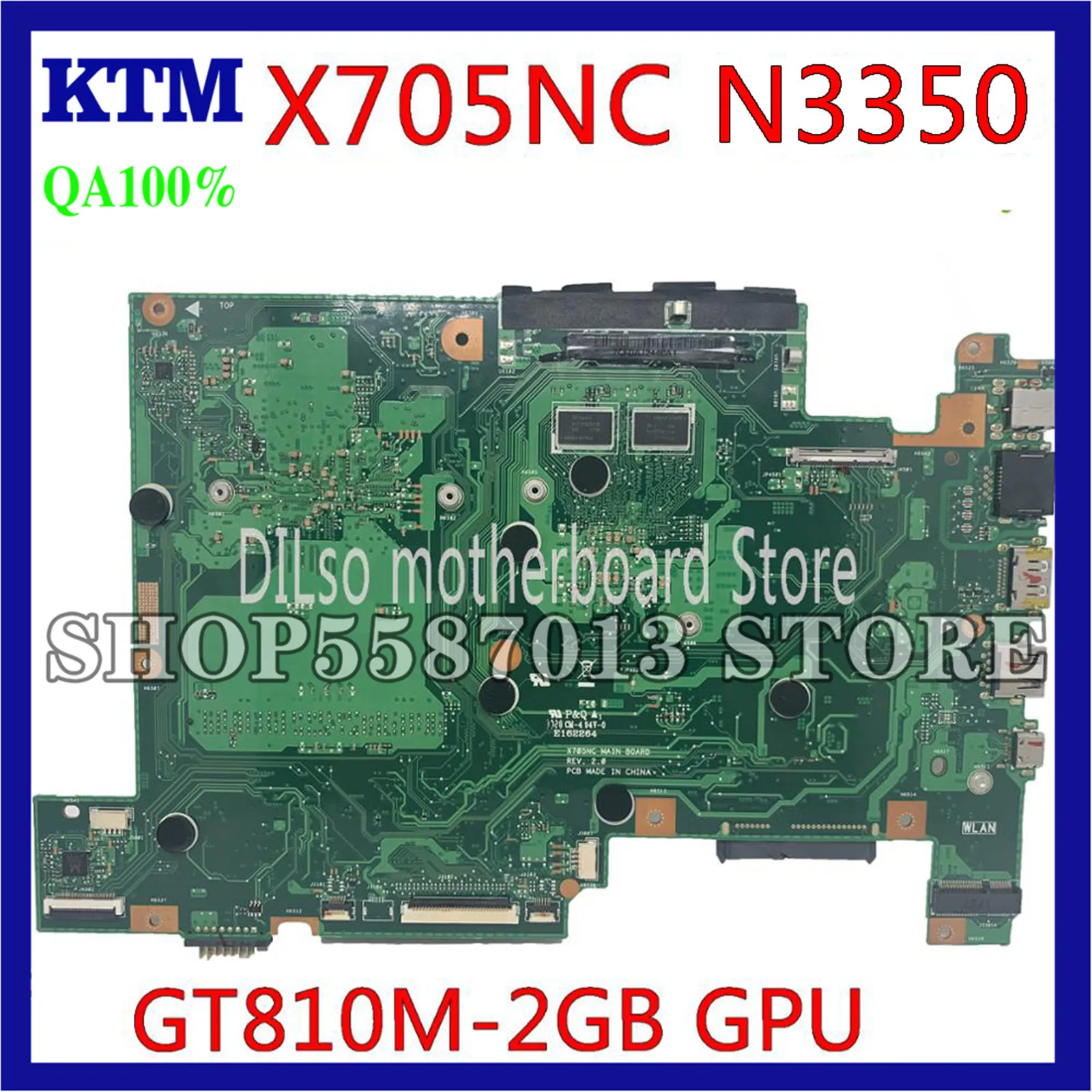 

KEFU X705NC Laptop Motherboard For ASUS Vivobook X705NC X705N Motherboard original Mainboard N3350 CPU GT810M-2GB GPU work 100%