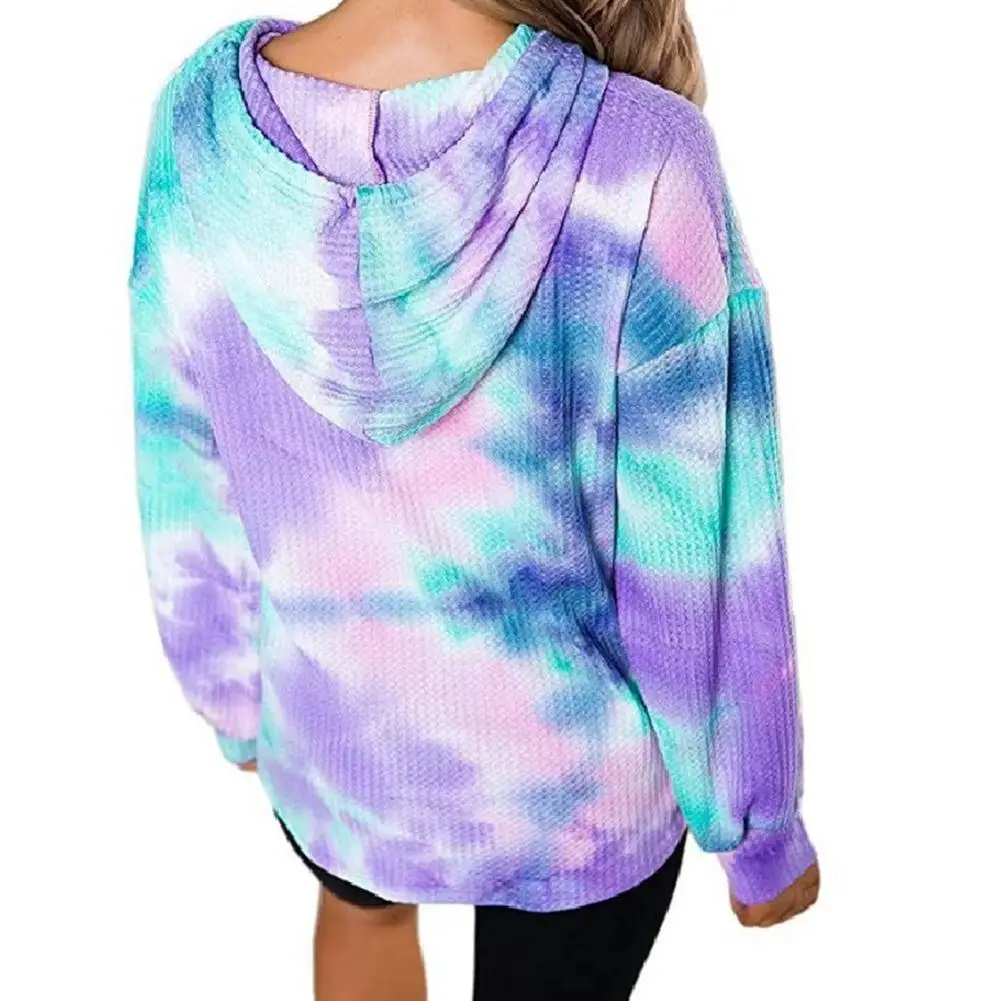 

MISSKY New Spring Autumn Women's Sweatshirt Streetwear Hoodie Loose Long Sleeve Hooded Tie-dye Printing Female Tops