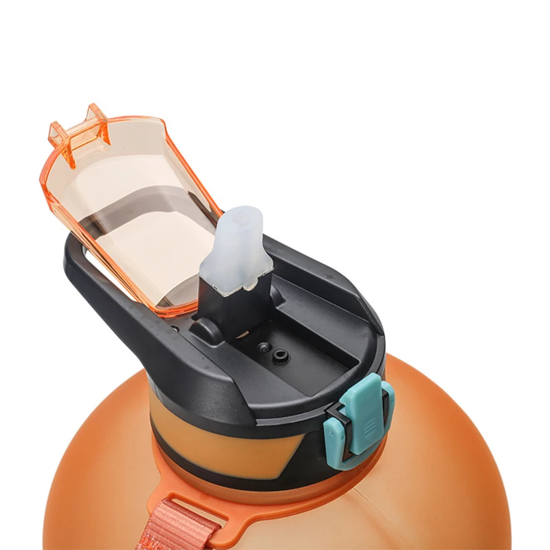

3.78L Portable Dumbbell Water Cup Plastic Big Water Bottle with Straw Fitness Sports Water Bottle with Time Scale