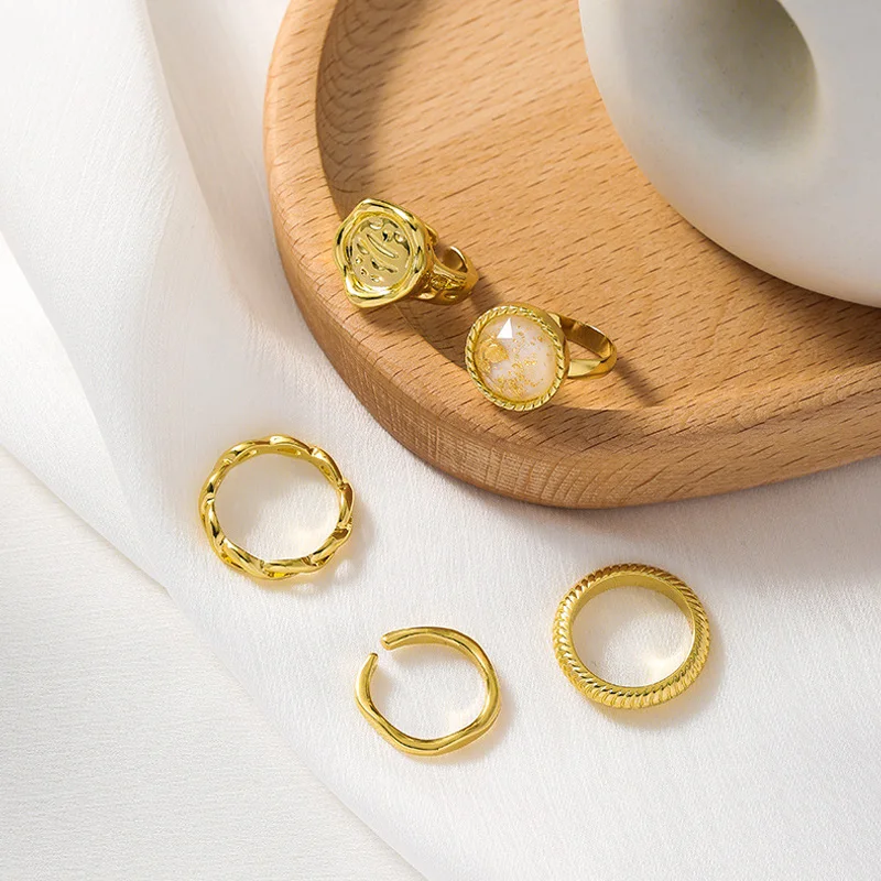 

Hiphop Gold Chain Rings Set For Women Girls Punk Geometric Simple Finger Rings 2021 Trend Jewelry Party Finger Ring Vintage