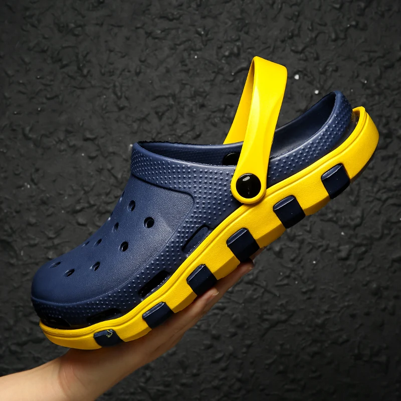 Мужские сандалии без застежки светло коричневые для сада дышащие удобные