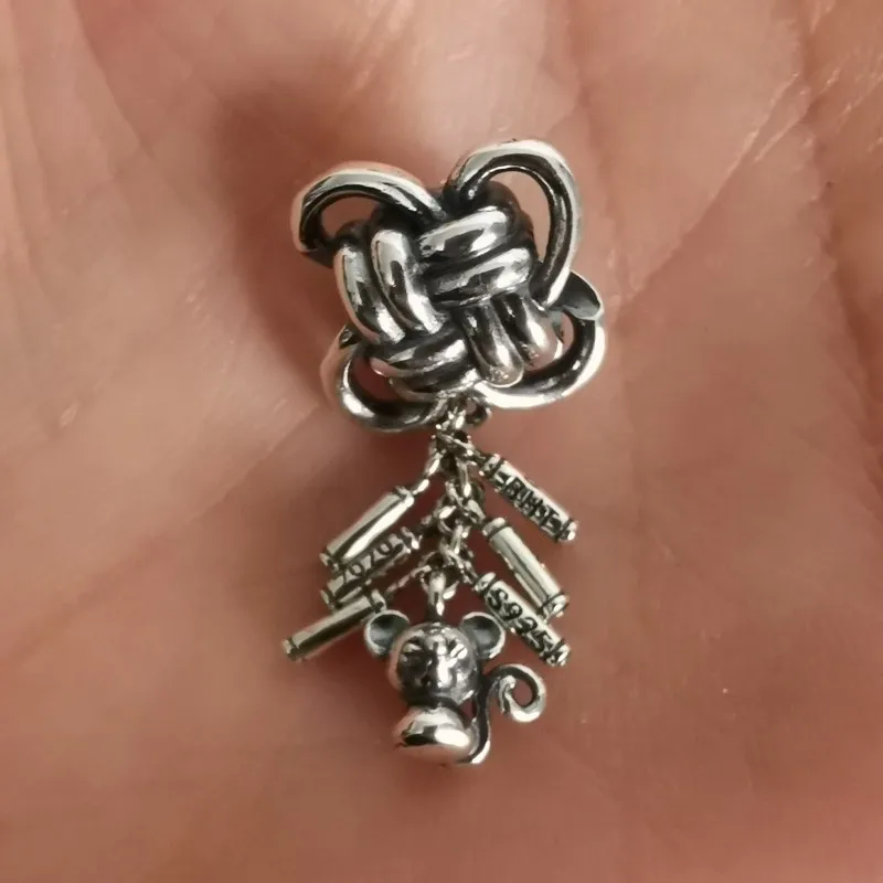 Серебряные металлические бусины Firecracker Mouse подходят для европейского браслета