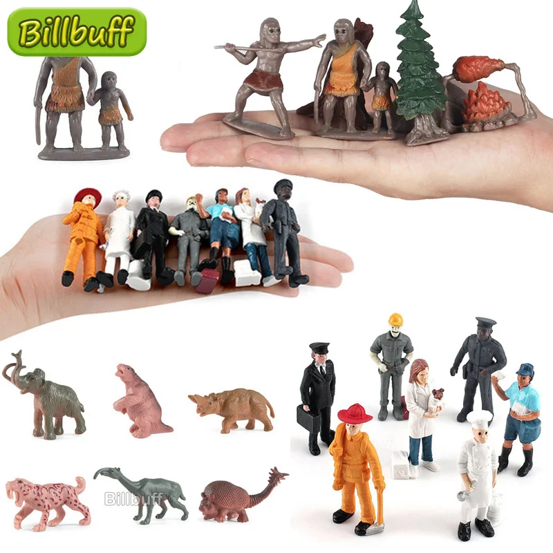 

2021 Simulation Action Figures Profession Animal Model Humanity Evolution History Minifigures Educational Toys For Children Gift