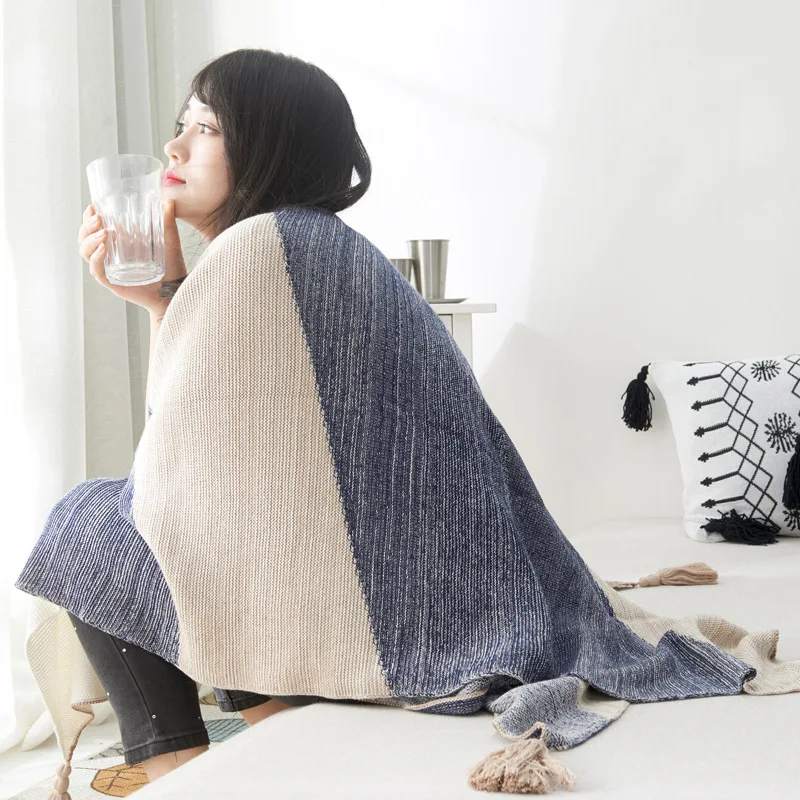 للبيع صيف 2021 موجة شرابة قطن نقي خط بطانية الصيف بطانية الترفيه بطانية خط بطانية تكييف الهواء بطانية