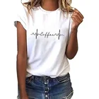 Повседневная футболка с электрокардиограммой, футболка с круглым вырезом и коротким рукавом, женская футболка, простая футболка, женская модная футболка