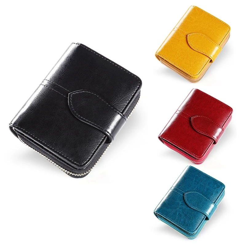 

GERUOLA Wallet Short Wallet PU Ladies Zipper Button Small Coin Purse