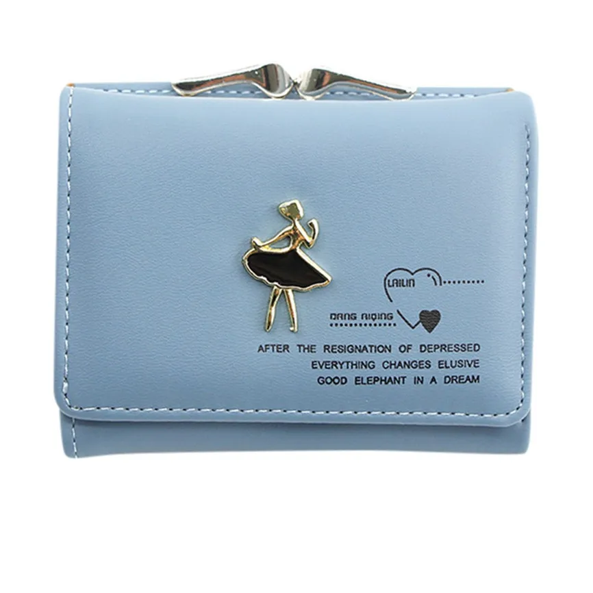 Женский кошелек на молнии многофункциональный однотонный короткий разных