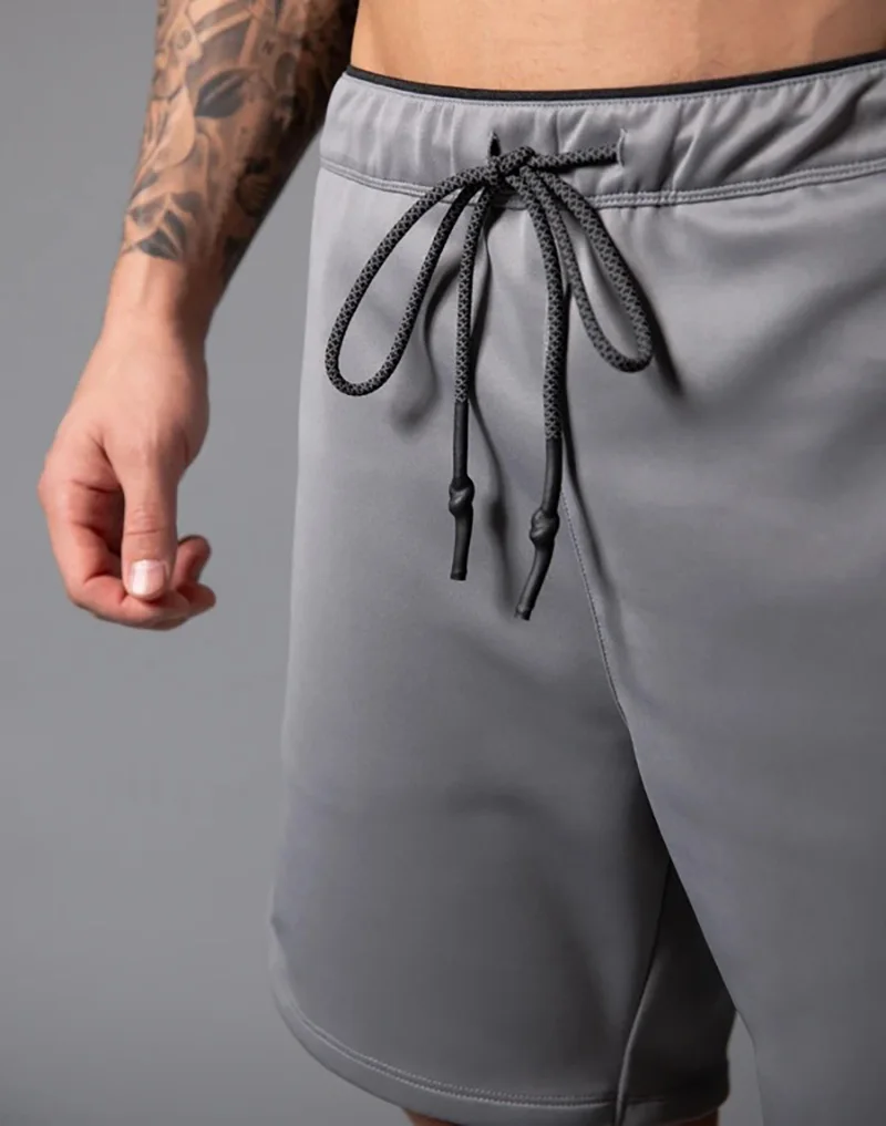 Summer New Style Jogging Double-layer Men's Mesh Shorts Gym Sports Shorts Fitness Bodybuilding Exercise Men's Black Casual Short