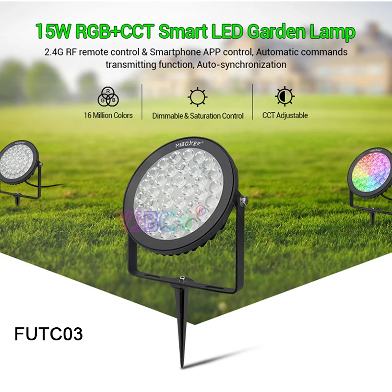 Умный светодиодный садовый светильник Miboxer 15 Вт RGB + CCT FUTC03 переменный ток 100 ~ 240 В