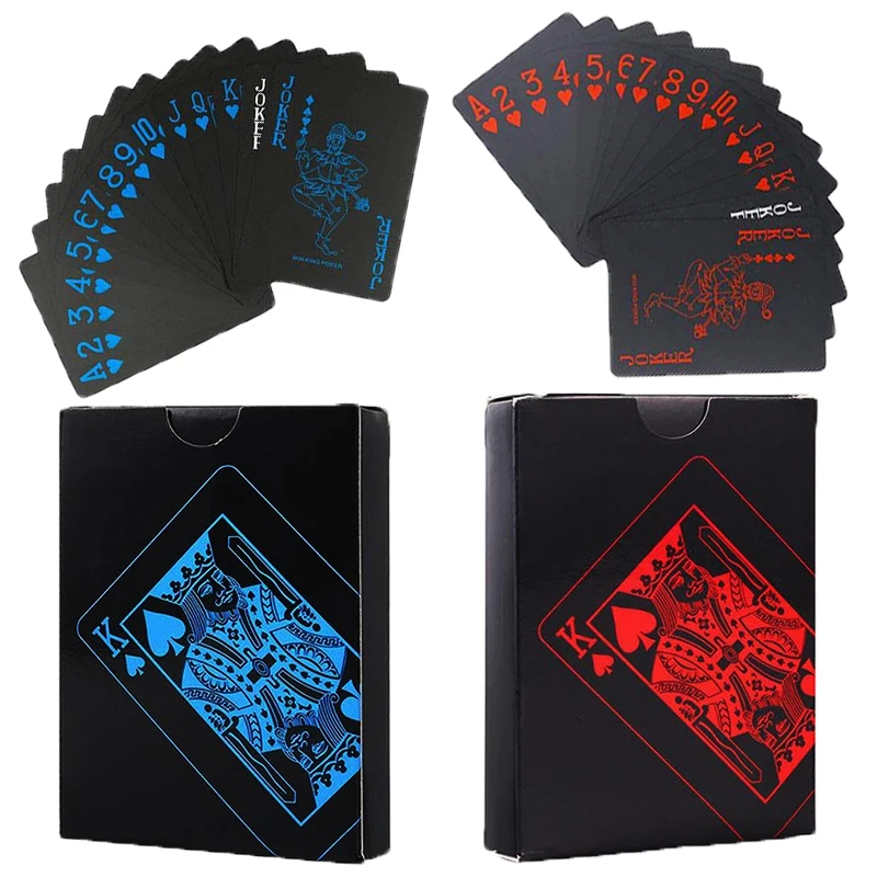 Качественные пластиковые ПВХ покер водонепроницаемые черные игральные карты