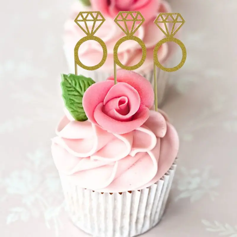 10 дюймов бриллиантовое кольцо топперы для кексов палочки свадьбы дня рождения