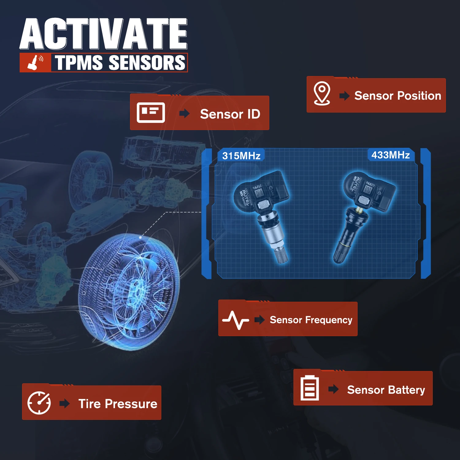 Autel MaxiTPMS TS508 TPMS диагностический инструмент 315 433 МГц MX-Sensor программатор датчик