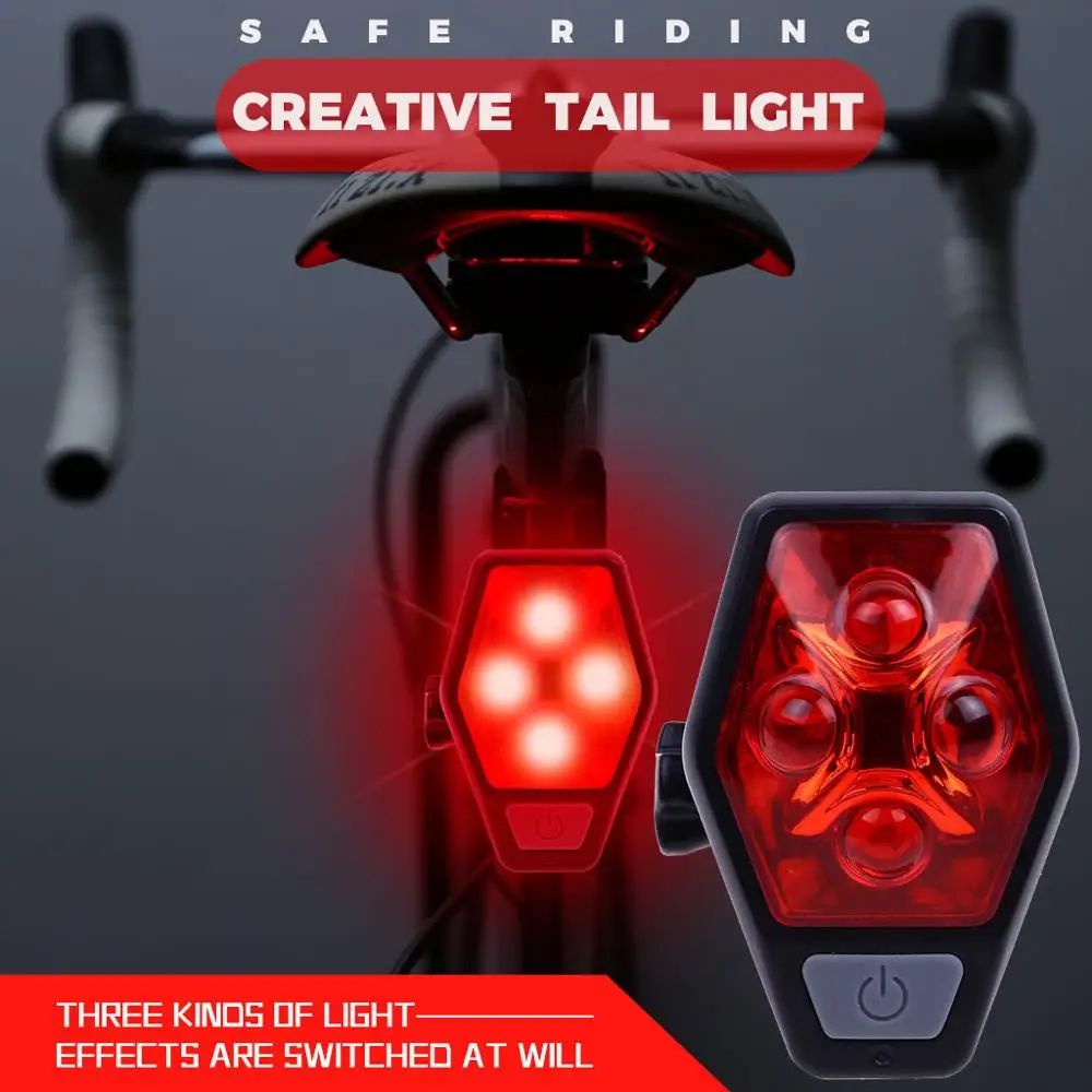 Задний фонарь для велосипеда Предупреждение светодиода 4 режима|Велосипедная