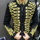 Черный золотой ночной клуб Мужской певец и ведущий костюм Европейский стиль C студия сценическая куртка пальто мужской Стильный Блейзер спортивные пиджаки для выпускного для мужчин