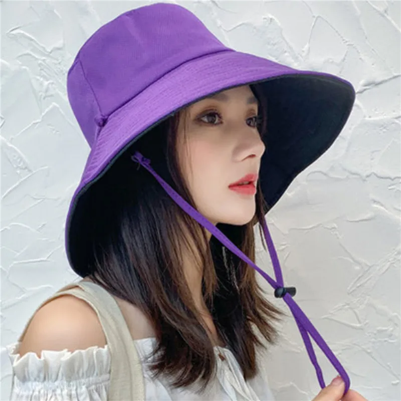 

women's Caps Fashion Casual Sun Bucket Hat Wide Brim Foldable Anti-Uv Flat Fisherman Cap Summer Women's Cap Comfortable Panama