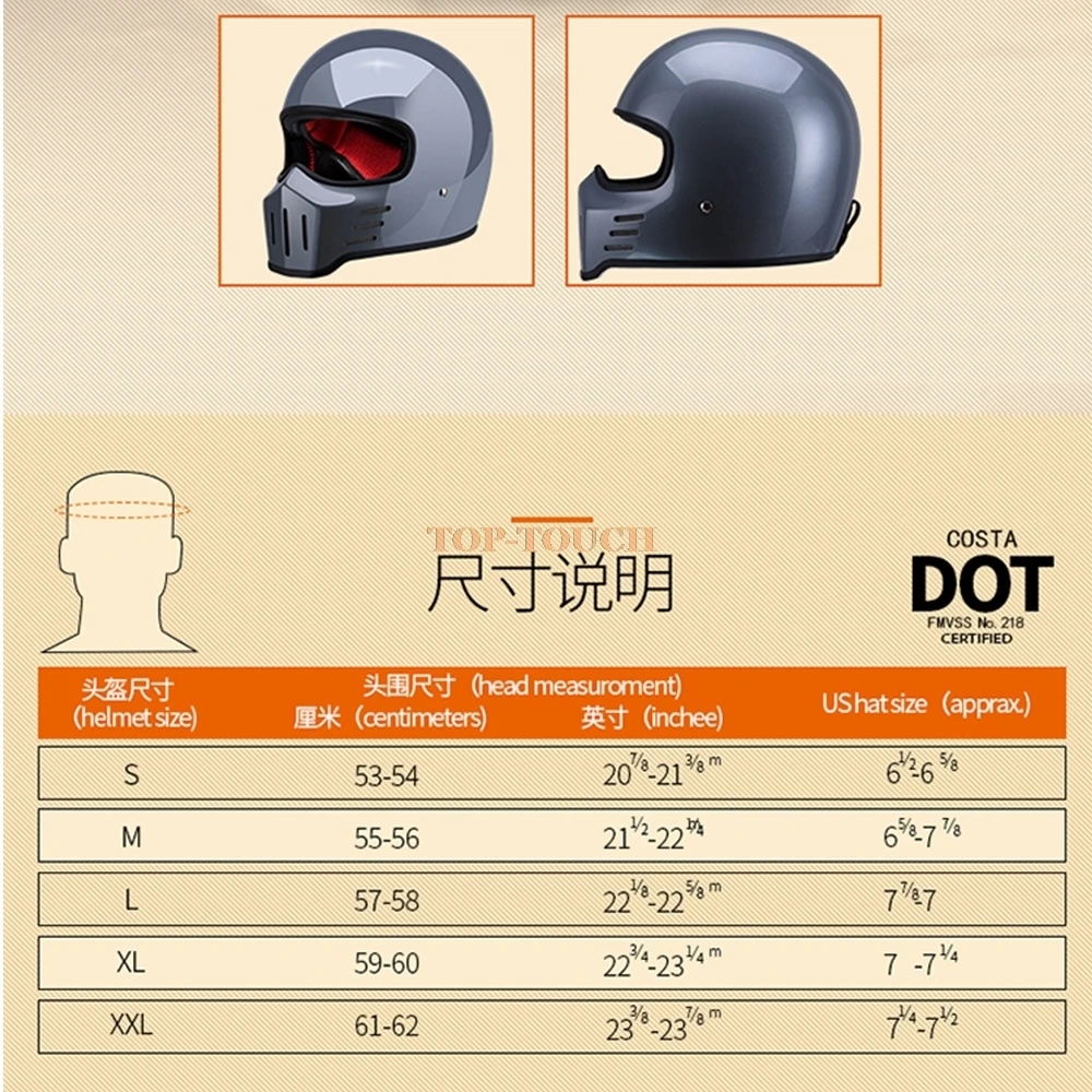 

AMZ Full Face Casco Moto Vintage Retro Casque Moto Fiberglass Moto Helmet Racing Riding Motocross Casco Casque Men Summer DOT