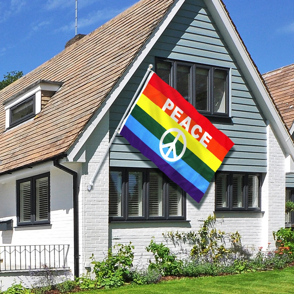 Радужный Флаг с символами мира 3x5 футов |