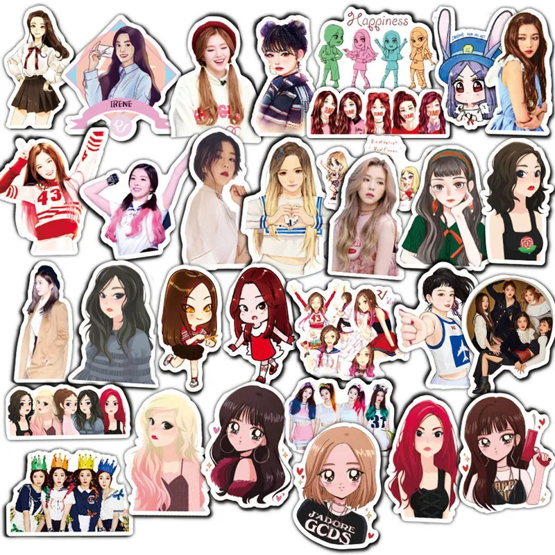 

50Pcs Red Velvet Photo Stickers Crystal Photo Card Stickers Photograph Cards Stationery Stickers