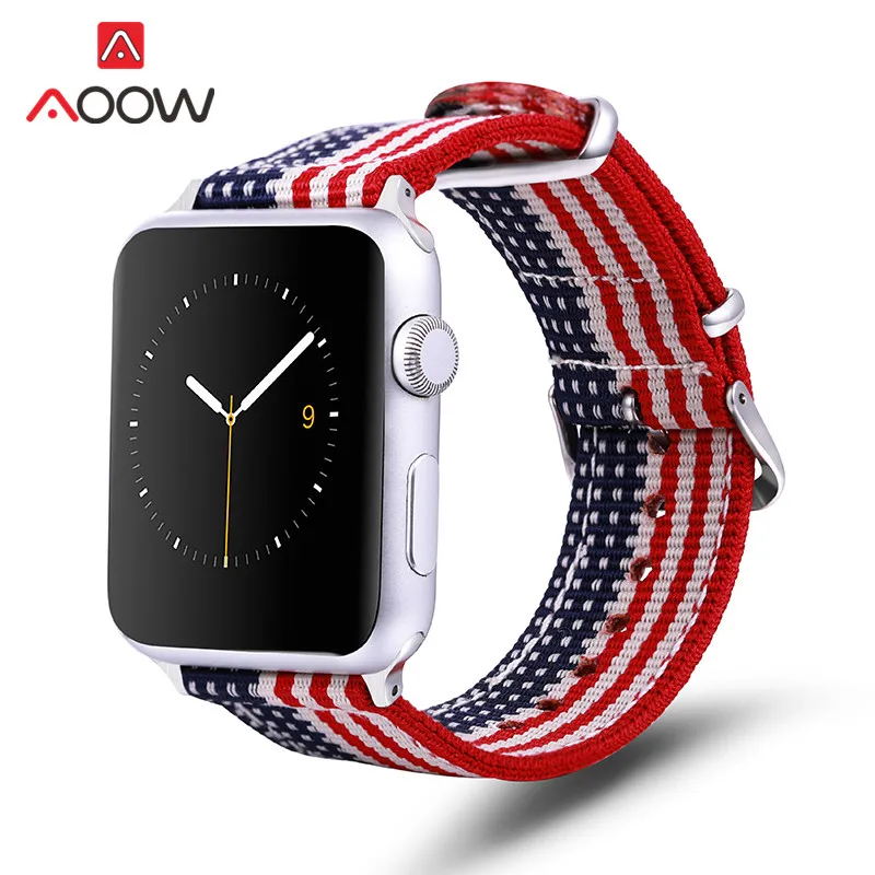 Нейлоновый парусиновый ремешок для часов Apple Watch 4 5 40 44 38 42 мм сменный Браслет в
