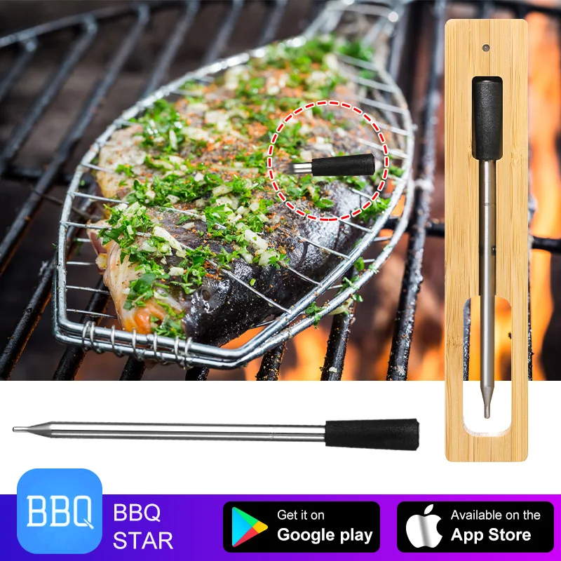 

1pc Kitchen Oven Thermometer Wireless Smart BBQ Meat Food Cooking Steak Thermometer Bluetooth Outdoor Waterproof Barbecue Tool