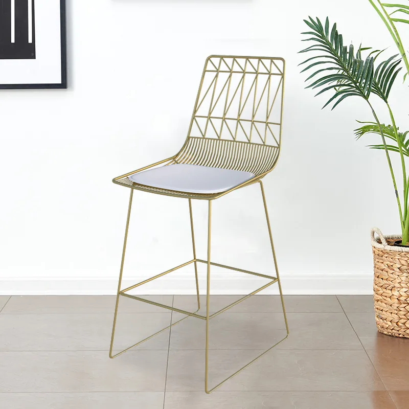 Скандинавский барный стул комбинированный стол для отдыха железный золотой с