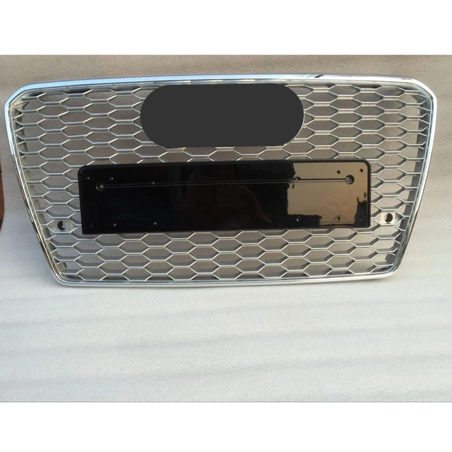 

For RS7 Style Front Sport Hex Mesh Honeycomb HoodGrill Chrome Frame Silver Grill for Audi A7/S7 2009-2015 Car Accessories