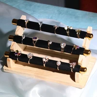 new wooden 3layers rings bracelets necklace storage luxurious handmade diy jewelry display stand ring makeup organzier wholesale