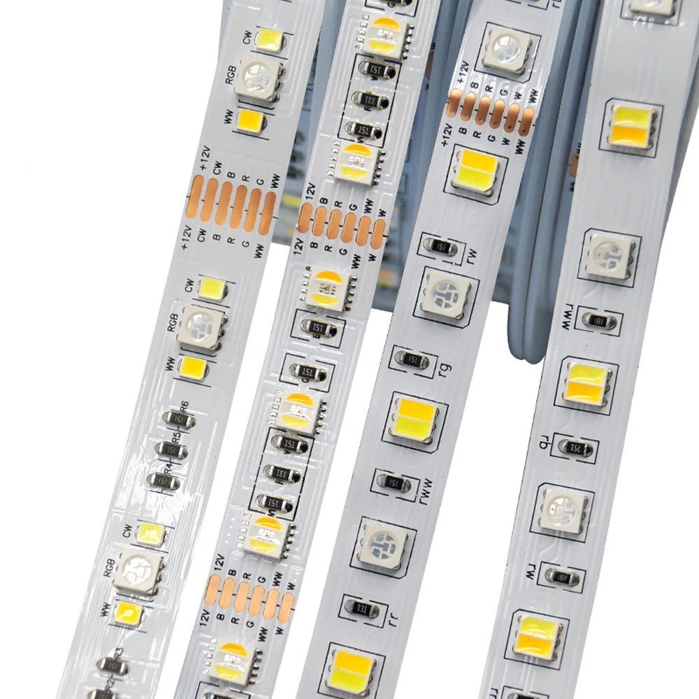 Светодиодная лента RGBCCT 5 цветов в 1 водонепроницаемая гибкая 5050 RGB + CCT(RGBW RGBWW) м 12 В 24