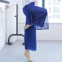 adult 2 layered chiffon belly dance palazzo pants split wide leg trousers costume for women practice dancing clothes dancer wear