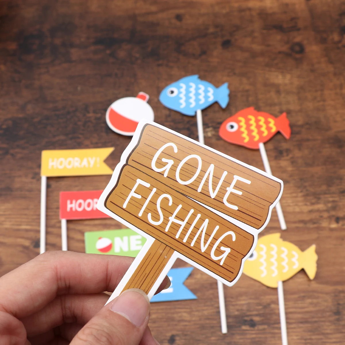 10 шт рыба и флаг бумажный Топпер на торт Go Рыбалка украшение кекс топперы вставки