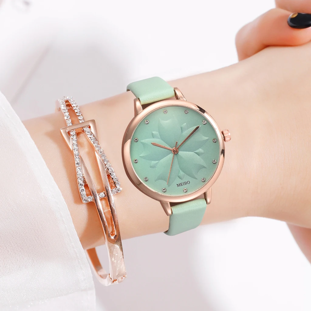 Fashion Leather Strap Women Watch Casual Love Flowers Quartz Wrist Ladies Luxury Watches relogio feminino Gift | Наручные часы