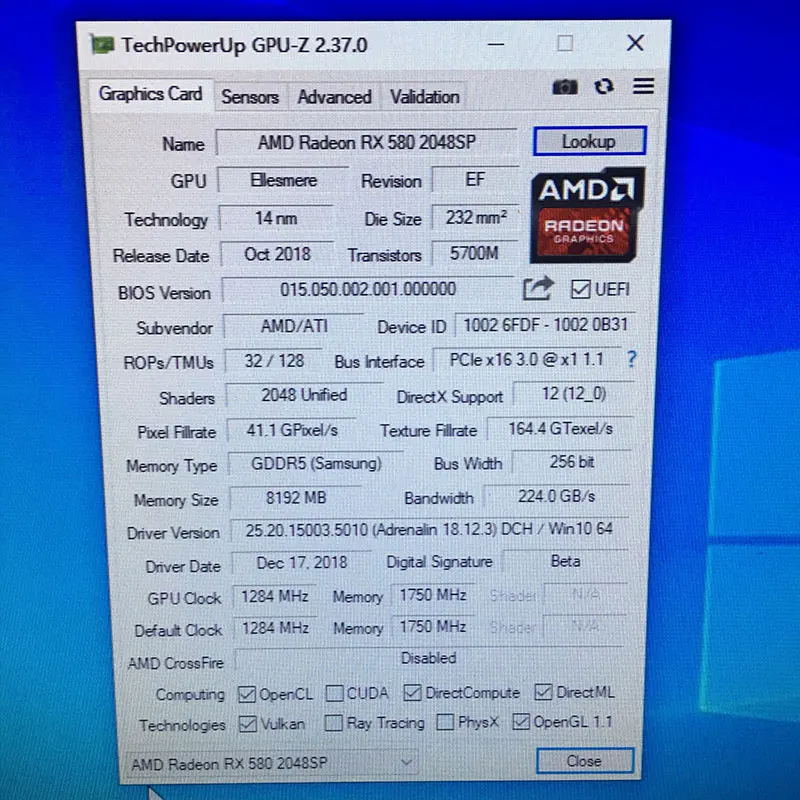 Восстановленная 100% оригинальная видеокарта Radeon RX 580 8 ГБ GDDR5 256Bit графическая карта