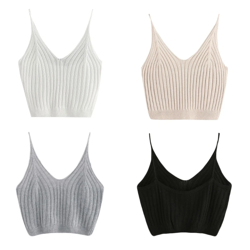 

Women's Summer Basic Sexy Strappy Sleeveless Racerback Crop Top
