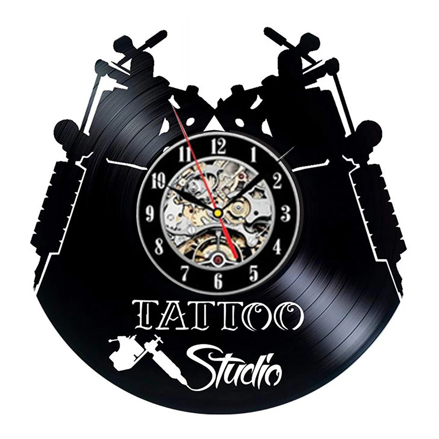 12 дюймов тату студия настенные часы современный дизайн машина магазин виниловые
