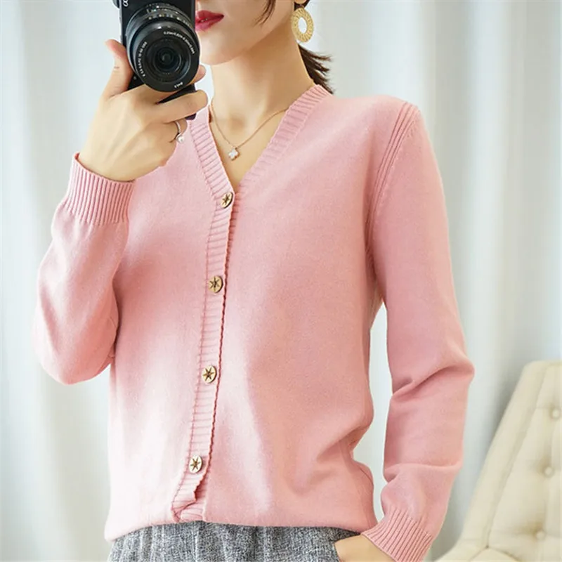 Осенний женский свитер 2019 новый шерстяной кардиган с V-образным вырезом Женское