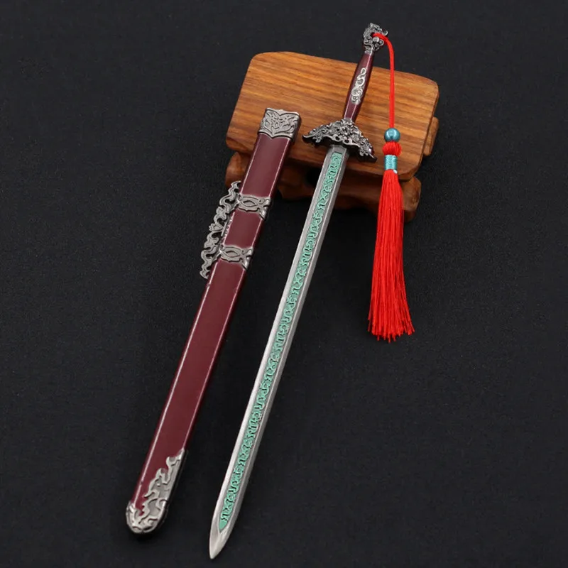 Peripheral Zinc Alloy Chinese Ancient Sword Green Sword With Sheath Weapon Model Metal Office Decoration Collection Toys Gifts