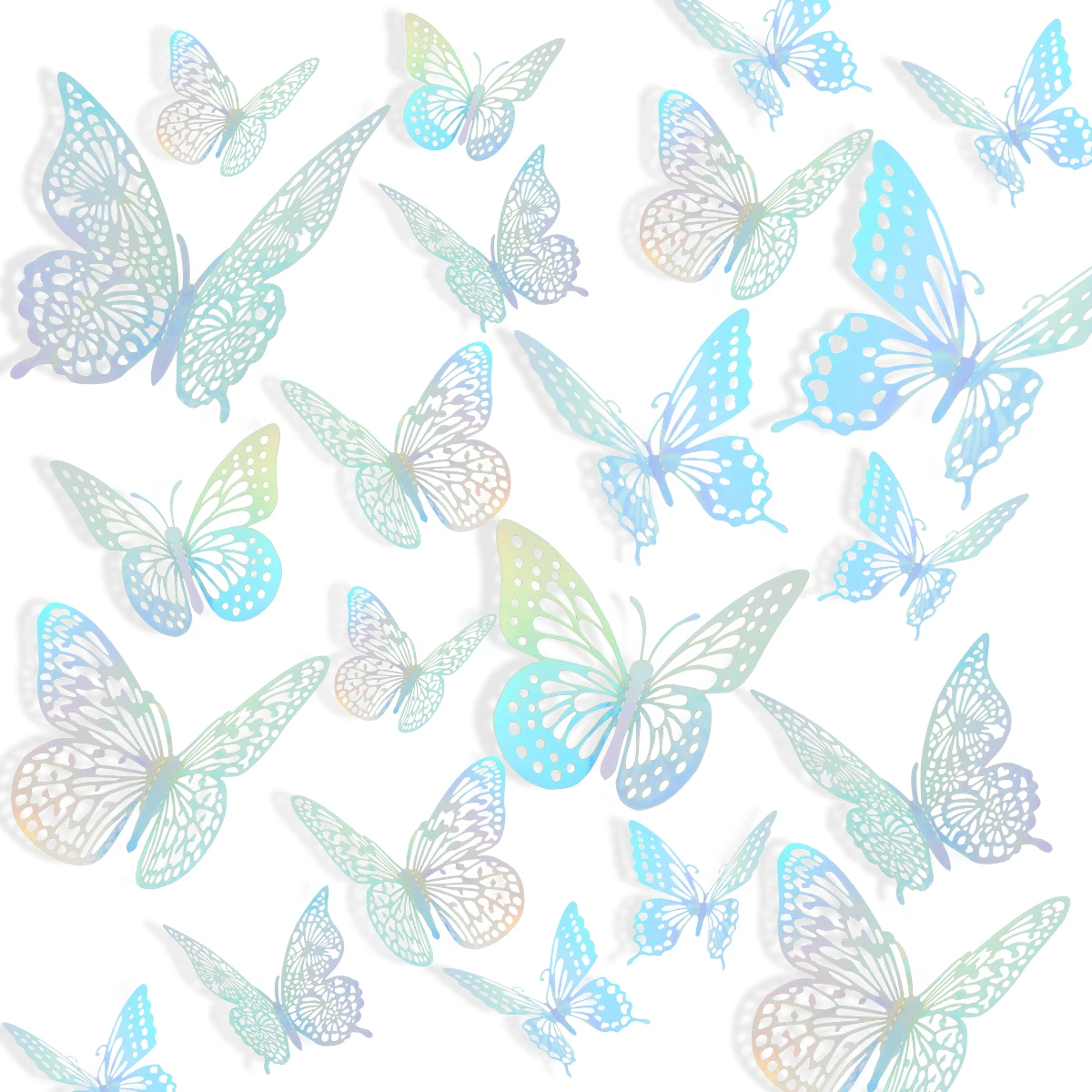 

48 Pcs Wall Stickers 3D Hollow Butterfly Sticker Home Decor DIY Laser Wall Decals for Bedroom Living Room Background Decoration