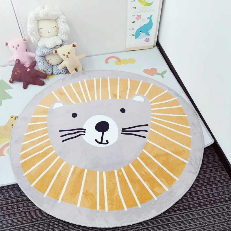 

Ins2021 New Non-Slip round Carpet Cartoon Lion Children's Room Foldable Carpet Bedside Blanket Mat
