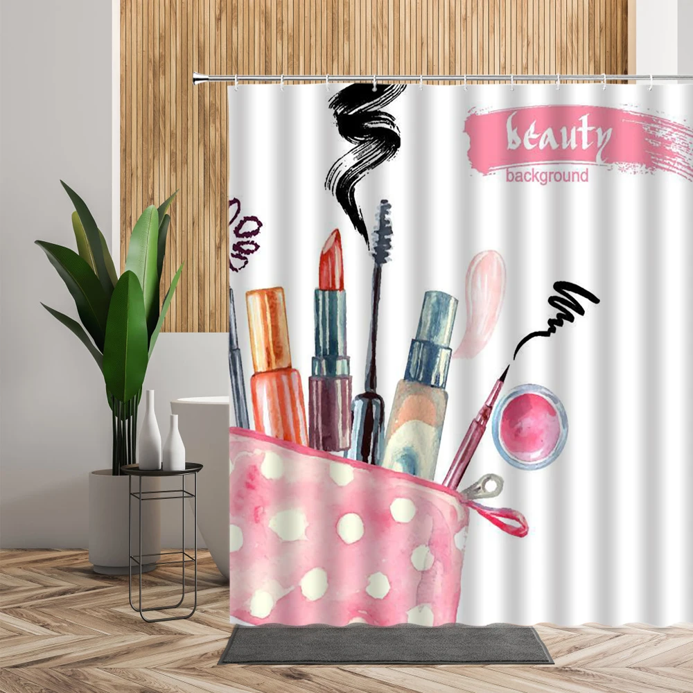 American Style Shower Curtain Red Lip Bathroom Bath Decor 3D Originality Waterproof Printed Fabric Girl Living Room Curtains Set |