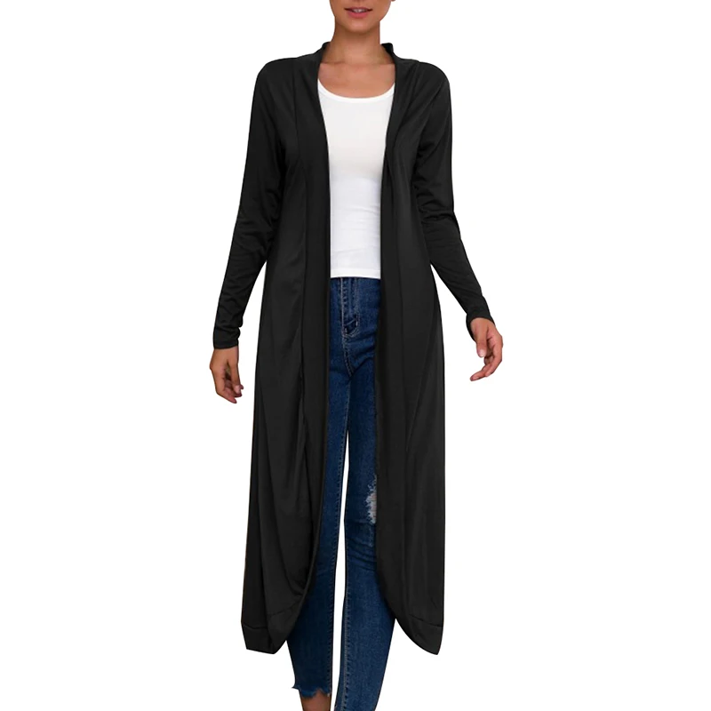 

Cardigan Slim Coat Autumn Winter Casual Trench Solid Color Open Stitch Long Sleeve Cardigan Long Coat